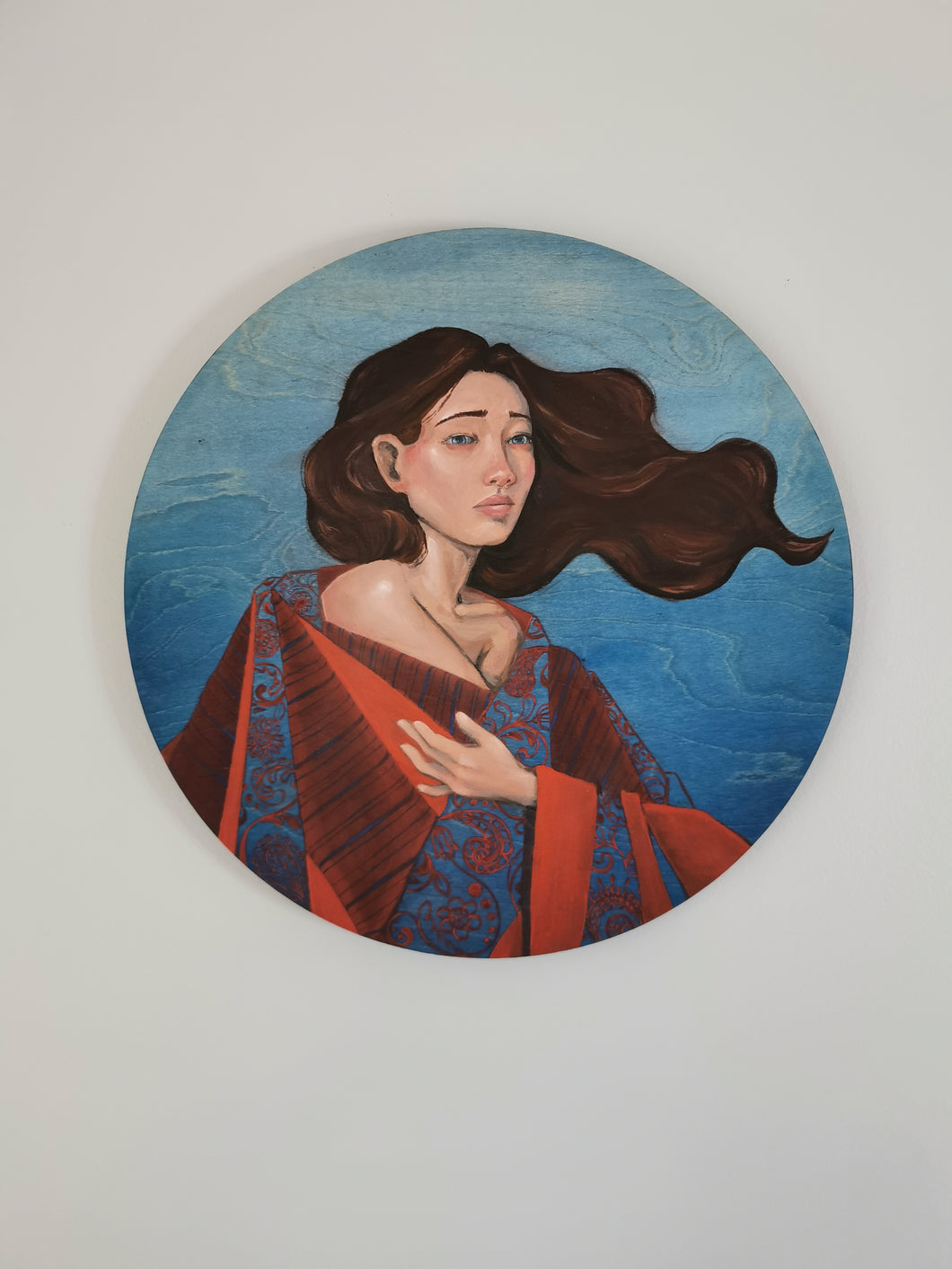 With the Breeze - Acrylic Portrait on Wood Panel - Original Painting