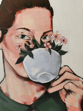 Load image into Gallery viewer, &quot;Take a Sip&quot; - Mixed Media Surreal Portrait Painting - Original Canvas Artwork
