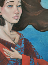 Load image into Gallery viewer, &quot;With the Breeze&quot; - Acrylic Portrait on Wood Panel - Original Painting

