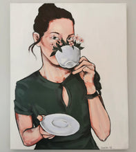 Load image into Gallery viewer, &quot;Take a Sip&quot; - Mixed Media Surreal Portrait Painting - Original Canvas Artwork
