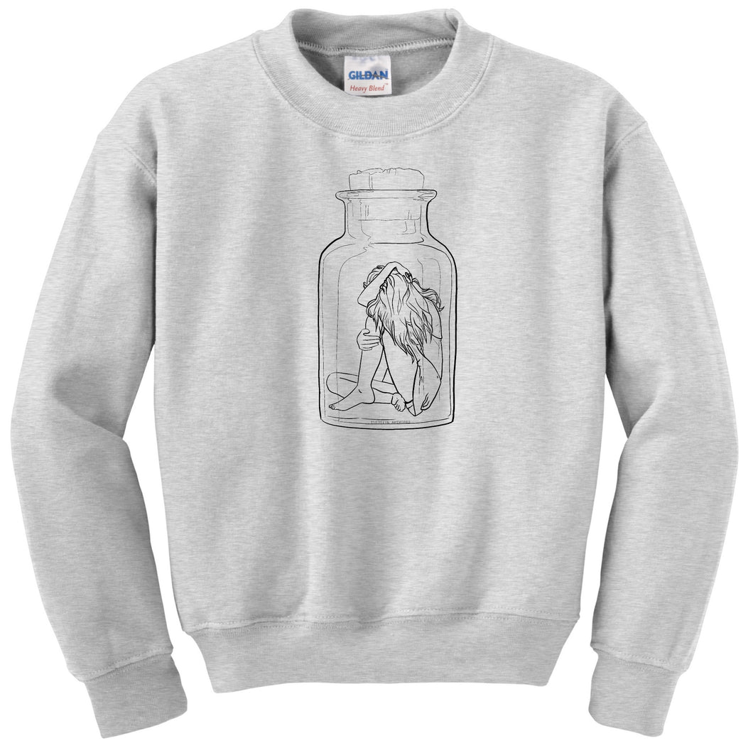 Custom Screenprinted Crew Neck Sweater - BOTTLED UP Design
